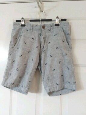 Point Zero Linen Blend Shorts Men's Size 30 Waist Gray Striped Chino Shorts